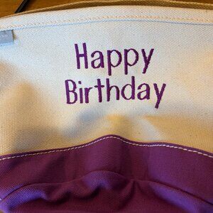 Lands End Happy Birthday Canvas Basket Tote - EUC - Rare Find!